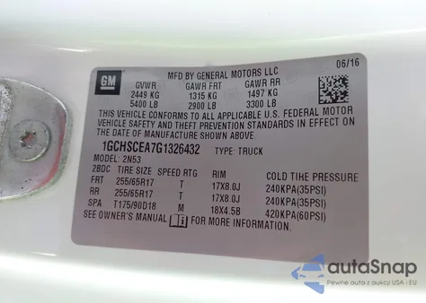 2016 Chevrolet Colorado Lt from USA, damaged, VIN 1GCHSCEA7G1326432